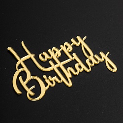 Топпер без шпажки "Happy Birthday №1" золотой 8*6 см
