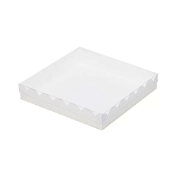 Коробка для пряников 15,5 см*15,5 см*3,5 см белая с прозрачной крышкой