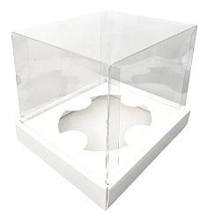 Коробка для кулича 15 см*15 см*20 см белая с прозрачным куполом и ложементом